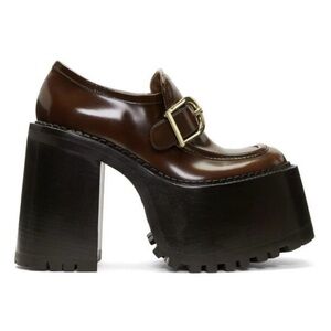 Marc Jacobs Ruth Leather Platform Loafers in Whiskey
